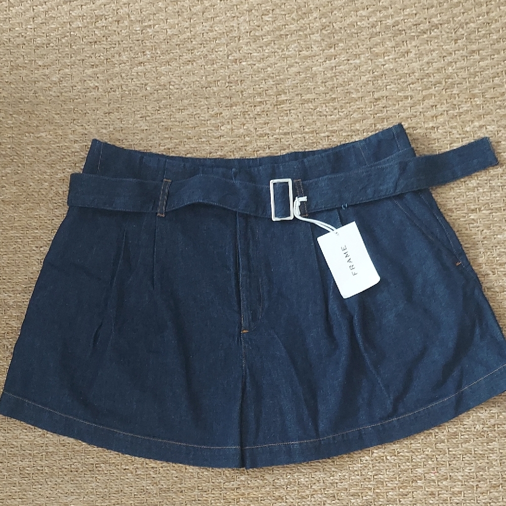 Frame Denim Dark Short with Belt